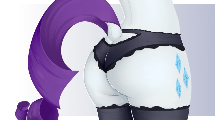 16:9 4k absurd_res andelai anthro butt butt_shot clothed clothing cutie_mark equid equine female friendship_is_magic hi_res mammal my_little_pony panties rarity_(mlp) solo underwear