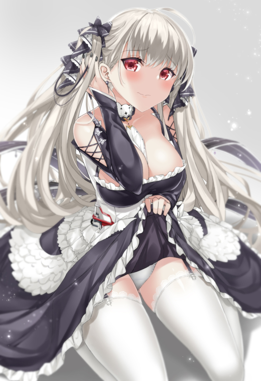 azur_lane cleavage formidable_(azur_lane) oyukikeiho pantsu skirt_lift stockings thighhighs