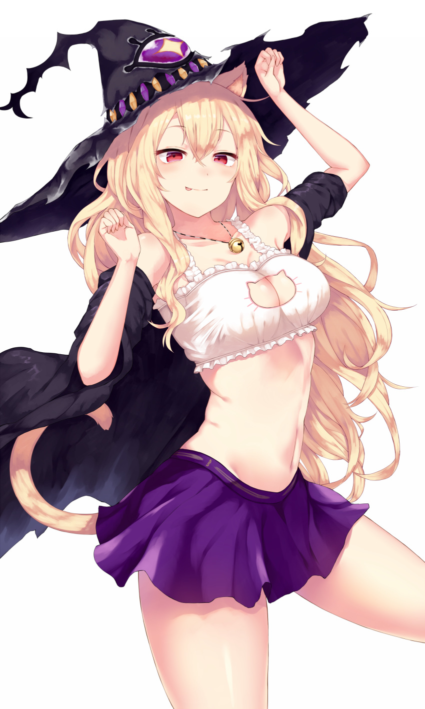 animal_ears bra cleavage dorothy_(shingeki_no_bahamut) halloween nekomimi open_shirt shingeki_no_bahamut tail witch yamato_(muchuu_paradigm)