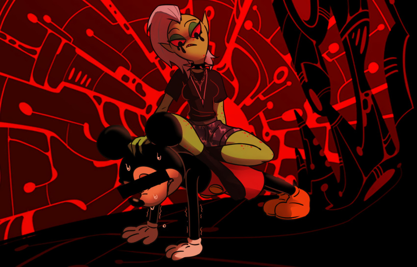 alien billie_eilish censor_bar collar crossed_legs disney domination exercise female female_domination humanoid lord_dominator mammal mickey_mouse mouse murid murine parody push-up rodent spiked_collar spikes ta-na wander_over_yonder