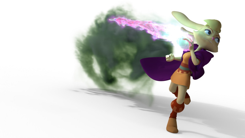 2019 3d_(artwork) activision anthro better_version_at_source bianca_(spyro) biped blonde_hair blue_eyes boots cloak clothed clothing digital_media_(artwork) doublestuffed dress female fire footwear fur hair lagomorph leporid long_ears magic mammal rabbit short_dress simple_background solo spyro_the_dragon tan_body tan_fur video_games