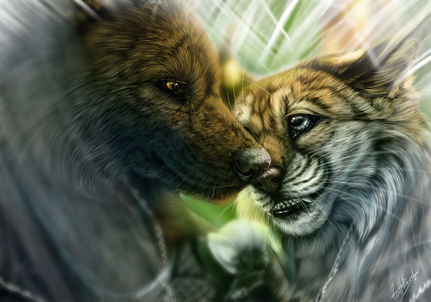 2014 black_lips blue_eyes brown_body brown_eyes brown_fur digital_media_(artwork) duo fur hi_res lips mammal tan_body tan_fur ursid wolfroad