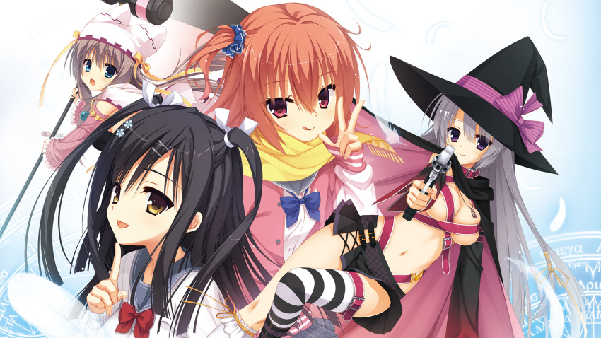 ayachi_nene breasts gun inaba_meguru kobuichi muririn sanoba_witch seifuku shiiba_tsumugi thighhighs togakushi_touko wallpaper weapon witch yuzu-soft