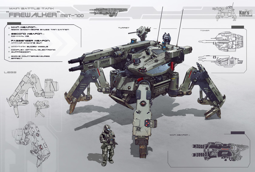 1other ambiguous_gender concept_art ground_vehicle gun karanak machine_gun main_battle_tank military military_vehicle motor_vehicle original science_fiction shadow tank walker weapon