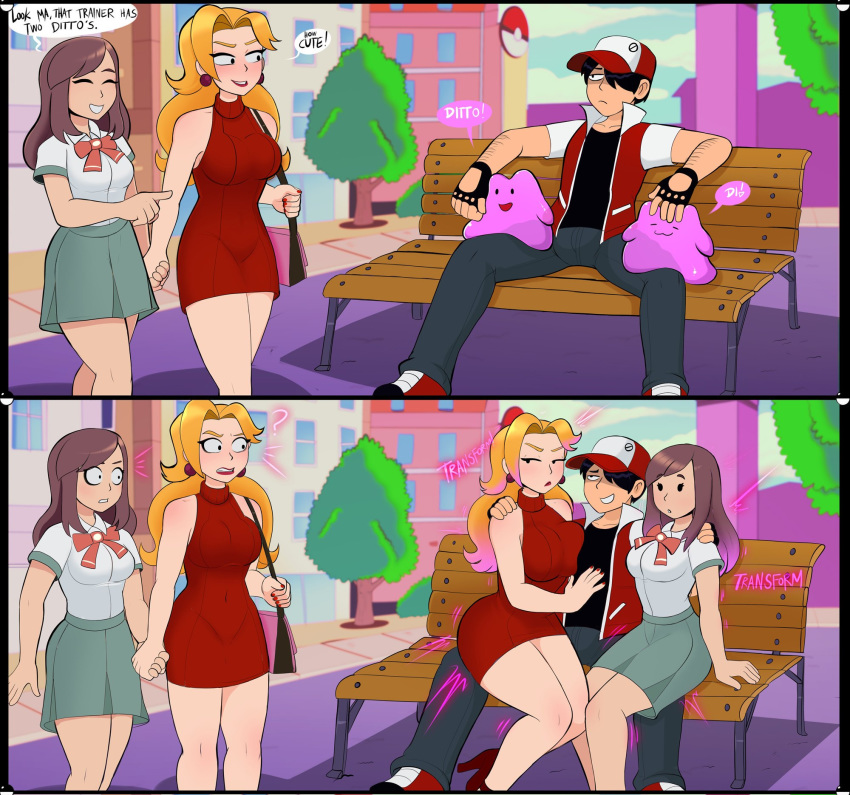 better_version_at_source blush breasts ditto_(pok&eacute;mon) female hi_res human male mammal nintendo pok&eacute;mon pok&eacute;mon_(species) red_(pok&eacute;mon) shadman video_games