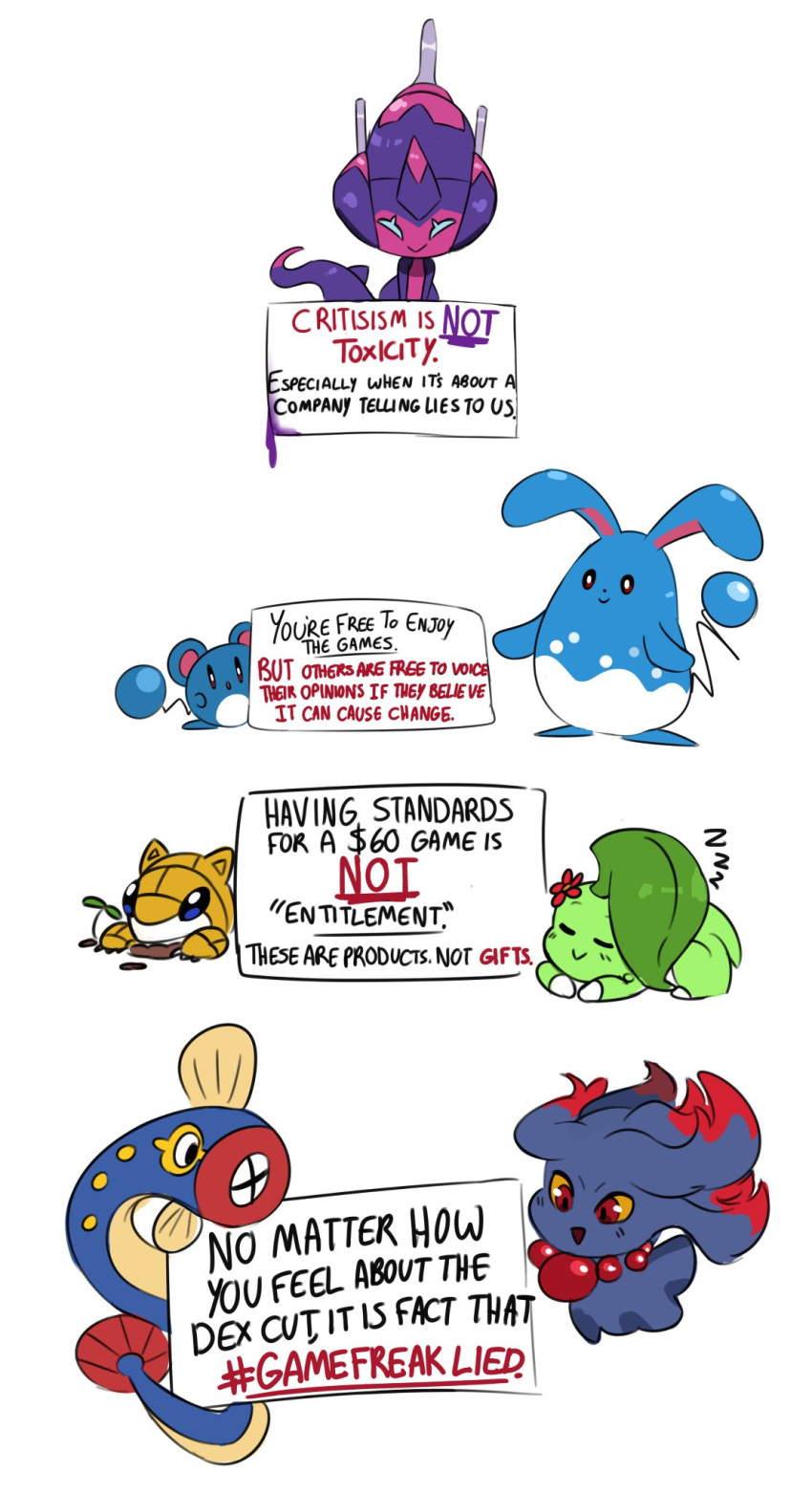 ambiguous_gender antiherovivi azumarill chikorita eelektrik english_text hi_res marill misdreavus nintendo poipole pok&eacute;mon pok&eacute;mon_(species) sandshrew text ultra_beast video_games