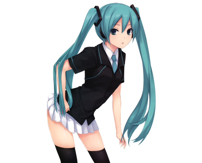 coffee-kizoku hatsune_miku long_hair photoshop thighhighs tie twintails vocaloid white