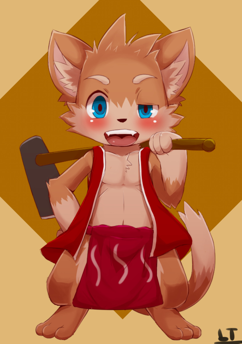 2018 anthro blue_eyes blush cub hi_res male ritorutaiga solo standing young