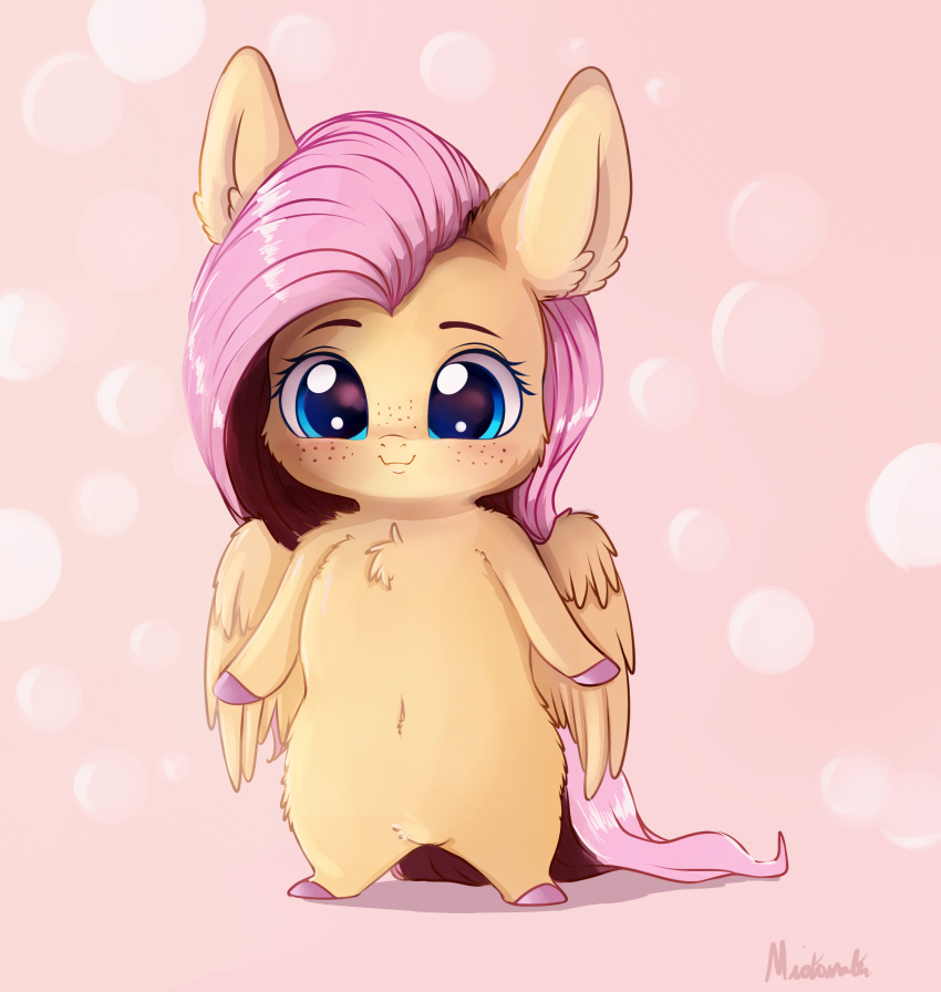 2019 equid equine eyelashes female fluttershy_(mlp) freckles friendship_is_magic fur hi_res looking_at_viewer mammal miokomata my_little_pony pterippus smile solo wings