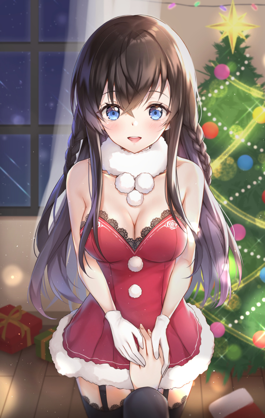 christmas cleavage cuna_(qunya) tagme thighhighs