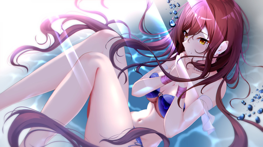 bikini bubbles idolmaster_shiny_colors long_hair oosaki_amana swimsuit tagme_(artist) underwater water
