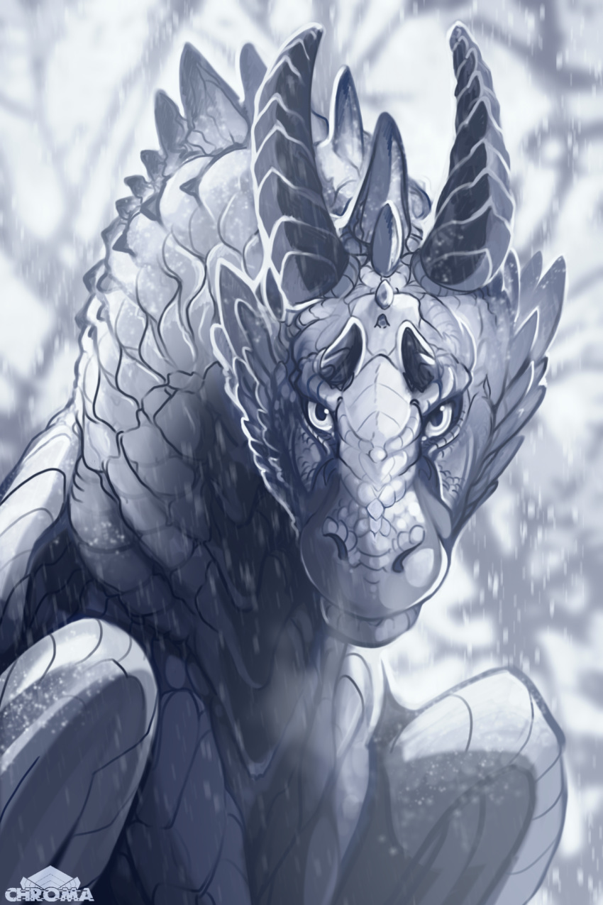 2019 ambiguous_gender chromamancer day digital_media_(artwork) dragon feral hi_res nude outside scalie simple_background solo speedpaint western_dragon wings