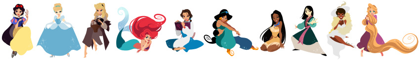 6+girls absurdly_long_hair absurdres aladdin_(disney) animal apron arabian_clothes ariel_(disney) arm_support aurora_(disney) barefoot basket beauty_and_the_beast belle_(disney) bikini bikini_top bird bird_on_finger black_cape black_eyes black_footwear black_hair black_hairband blonde_hair blue_dress blue_eyes blue_hairband blue_ribbon book braid breasts brown_eyes brown_hair cape chinese_clothes choker cinderella cinderella_(disney) cocktail_dress collared_dress commentary_request company_connection curly_hair dark_skin disney dress earrings elbow_gloves eyebrows_visible_through_hair eyelashes fa_mulan_(disney) fighting_stance fingers_together floating_hair full_body gloves green_eyes grey_dress grey_footwear hair_bun hair_ribbon hairband half-closed_eyes hand_on_own_cheek hand_on_own_chest hand_on_own_face hat high_heels highres holding holding_basket holding_book indian_style jasmine_(disney) jewelry juliet_sleeves knee_up legs_apart lineup lips long_dress long_hair long_image long_sleeves looking_at_viewer low_ponytail mermaid monster_girl mulan multiple_girls no_nose open_book open_mouth outstretched_arms pocahontas pocahontas_(disney) princess puffy_short_sleeves puffy_sleeves purple_bikini_top purple_dress rapunzel_(disney) red_hair red_lips red_ribbon ribbon round_teeth shell shell_bikini short_hair short_sleeves simple_background sitting skirt_hold sleeping_beauty sleeveless sleeveless_dress small_breasts snow_white_(disney) snow_white_and_the_seven_dwarfs sparkle standing straight_hair strapless swimsuit tangled teeth the_little_mermaid the_princess_and_the_frog tiana_(the_princess_and_the_frog) tiara tied_hair tiptoes tubetop u-min upper_teeth very_dark_skin very_long_hair very_short_hair waist_apron white_background white_choker white_dress white_footwear white_headwear wide_image yellow_dress yellow_footwear