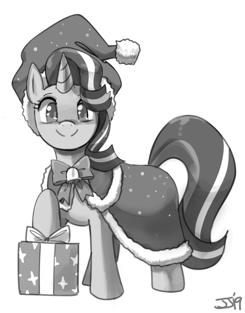 christmas clothing equid female feral friendship_is_magic gift hat headgear headwear hi_res holidays horn john_joseco mammal my_little_pony santa_hat starlight_glimmer_(mlp) unicorn