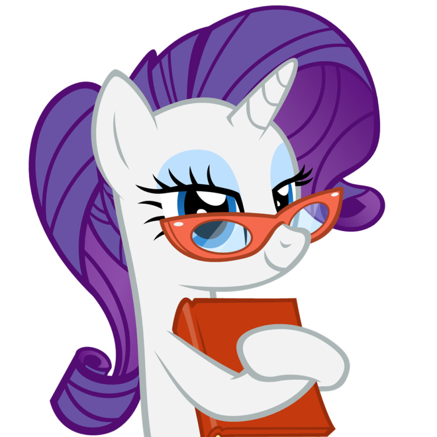 1:1 2014 alpha_channel blue_eyeshadow book digital_media_(artwork) equid eyeshadow eyewear female feral friendship_is_magic glasses hair horn looking_at_viewer makeup mammal my_little_pony portrait purple_hair rarity_(mlp) simple_background smile solo transparent_background unicorn zacatron94