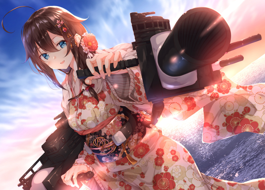 japanese_clothes kantai_collection numpopo shigure_(kancolle) tagme weapon