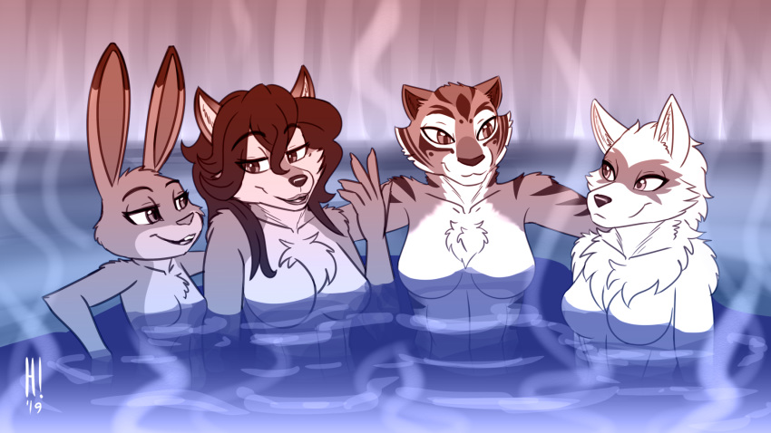 2019 alopex anthro bath bathing breasts canid canine carmelita_fox chest_tuft dialogue disney dreamworks featureless_breasts felid female fox group hair heresy_(artist) hot_spring judy_hopps kung_fu_panda lagomorph leporid long_hair mammal master_tigress monochrome nude open_mouth pantherine rabbit sketch sly_cooper_(series) sony_corporation sony_interactive_entertainment steam stripes sucker_punch_productions teenage_mutant_ninja_turtles tiger tuft video_games warpaint water wet zootopia