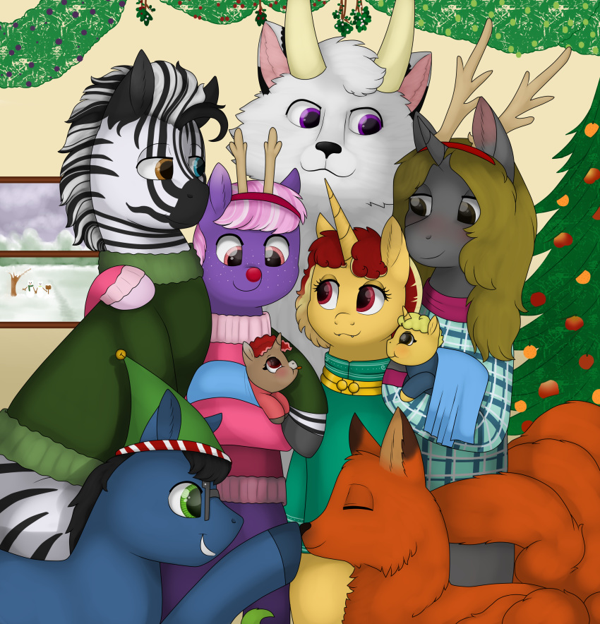 69beas canid canine christmas digital_media_(artwork) earth_pony equid equine fan_character female feral flash_draw_(character) fox group holidays horn horse jessie kitsunne lucatiel luri male mammal my_little_pony nikoriel pego pony redd_velvet smile syrup_creme unicorn