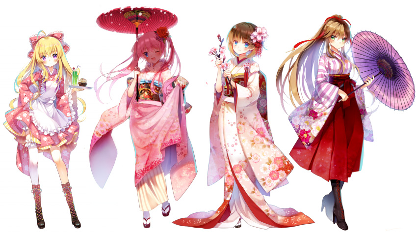 heels japanese_clothes jiji_(381134808) kamuy_apocolypss kimono lolita_fashion thighhighs umbrella wa_lolita wallpaper