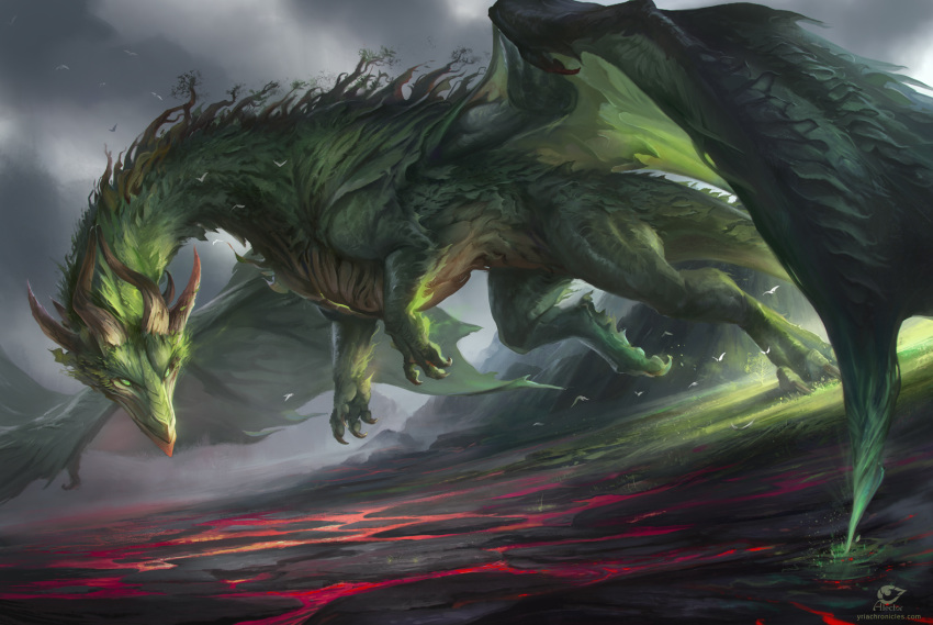 2020 alectorfencer ambiguous_gender claws day detailed_background digital_media_(artwork) dragon feral flying horn membrane_(anatomy) membranous_wings outside scalie sky solo spines western_dragon wings