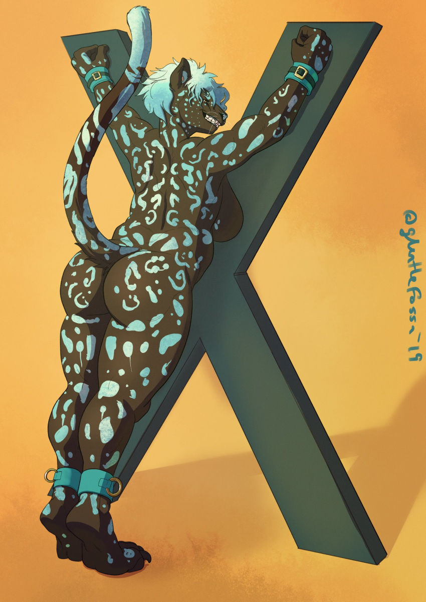 anthro big_breasts big_butt breasts butt felid female glenthefossa hi_res leopard mammal nude pantherine raised_tail rear_view