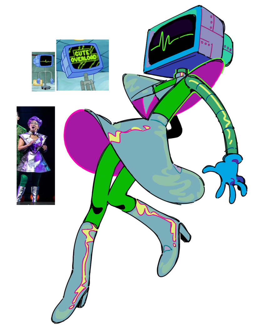 blue_body blue_skin calmao666 clothing dress female hi_res human karen_plankton machine mammal nickelodeon not_furry photo_reference robot spongebob_squarepants