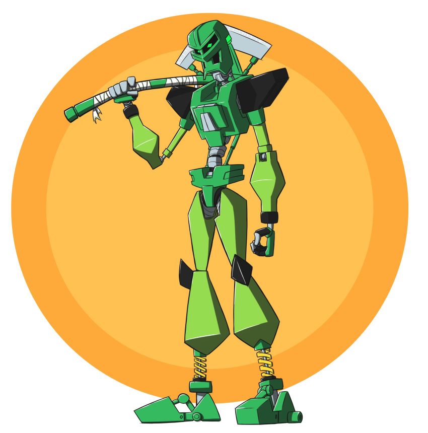 2017 absurd_res ambiguous_gender armor atticustm1 axe bionicle detailed_background digital_drawing_(artwork) digital_media_(artwork) fingers green_body green_eyes hi_res holding_object holding_weapon humanoid lego lewa looking_at_viewer machine mask melee_weapon not_furry robot simple_background solo standing toa weapon