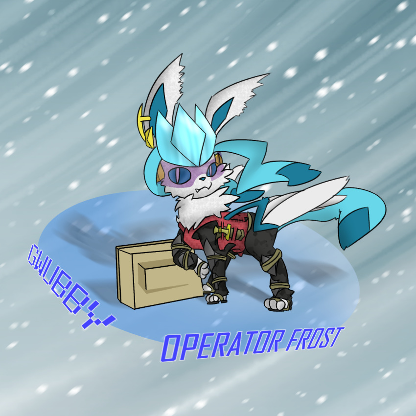 1:1 assault_vest clothed clothing cold eeveelution glaceon gwubby ice knife nintendo operator_frost pok&eacute;mon pok&eacute;mon_(species) sneaking_suit typography video_games visor wings