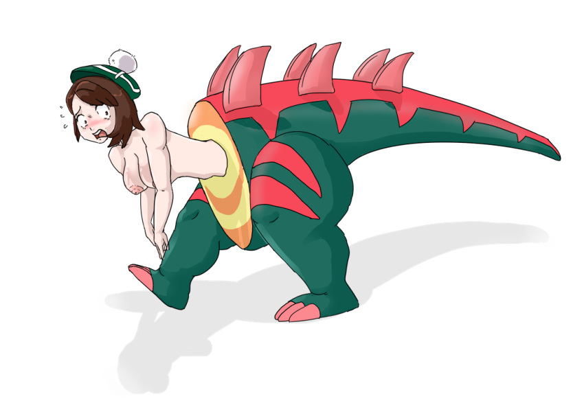 2020 3_toes big_breasts big_tail bluetheboo blush breasts clothing cut_in_half dinosaur dracozolt dragon embarrassed female floor_shadow fossil_pok&eacute;mon fusion gloria_(pok&eacute;mon) hat headgear headwear implied_transformation invalid_tag nintendo nipples not_furry nude pok&eacute;mon pok&eacute;mon_(species) post_transformation reptile scalie simple_background solo toes transformation video_games walking what_has_science_done white_background