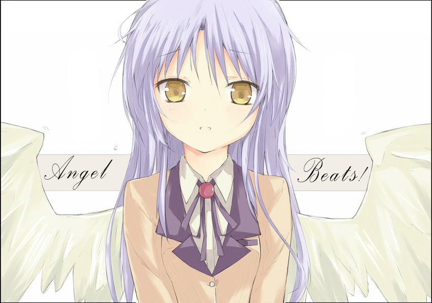 angel_beats! blazer highres jacket kitsune_(scaz) long_hair purple_hair school_uniform solo tenshi_(angel_beats!) wings yellow_eyes