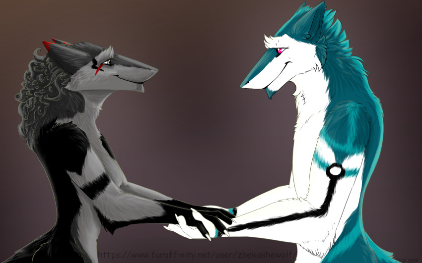 16:10 colored couple_(disambiguation) curly female halfbody hi_res love male male/female partners sergals zhekathewolf ztw2018 ztw2020