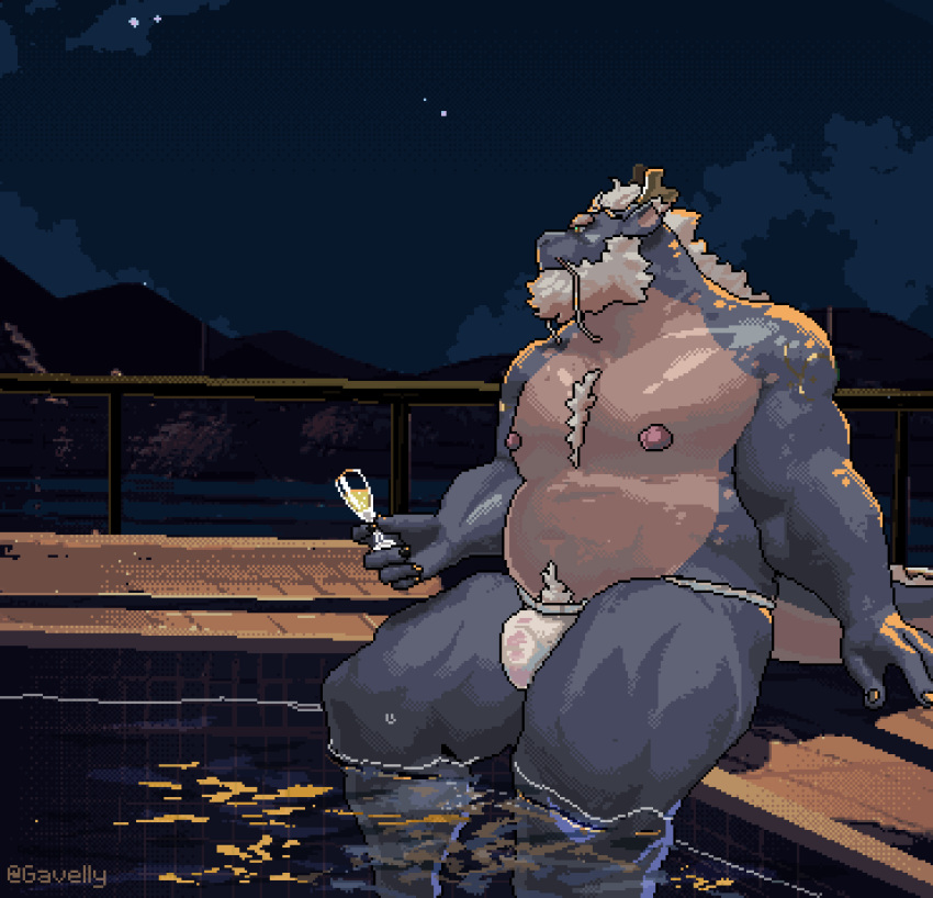 2024 alcohol animated anthro asian_clothing barazoku belly beverage blue_body blue_scales breathing bulge champagne champagne_glass clothing countershading detailed_background digital_media_(artwork) dragon east_asian_clothing eastern_dragon fireworks fundoshi gavel_(artist) hair holidays japanese_clothing looking_at_viewer looking_away loop male mature_male muscular muscular_anthro muscular_male new_year night nipples overweight pixel_(artwork) pixel_animation pool rooftop scales scalie short_playtime sitting smile solo tail_movement underwear water wet wet_clothing wet_underwear white_hair wind