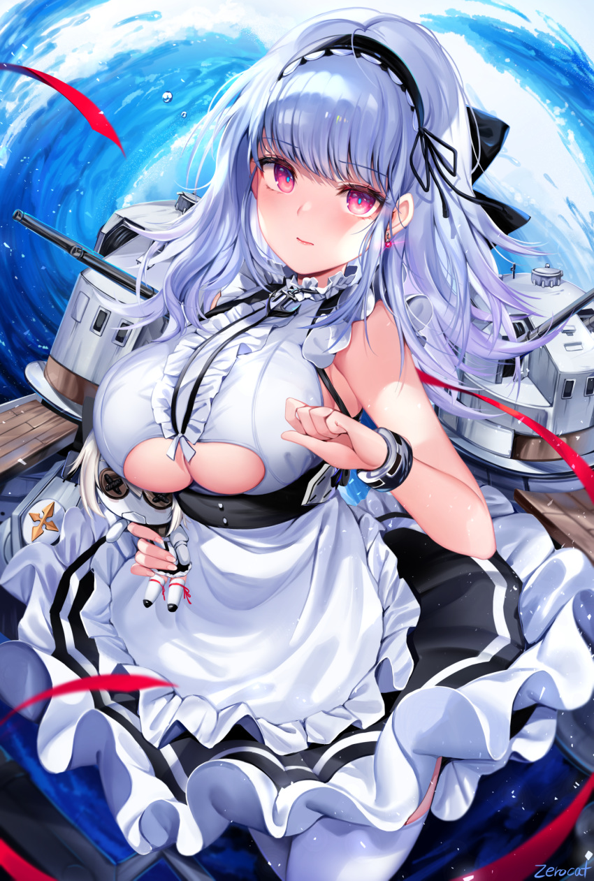 azur_lane chibi dido_(azur_lane) maid painteen thighhighs