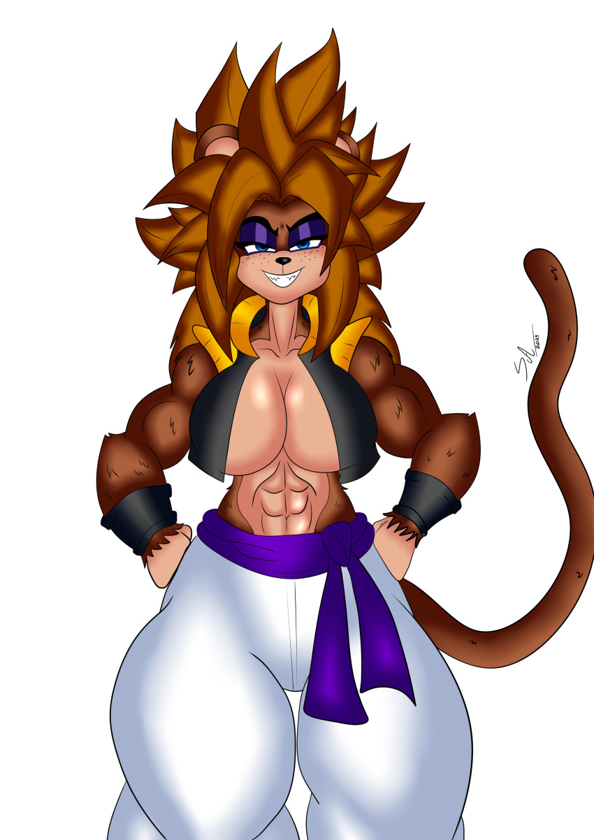absurd_res dragon_ball female five_nights_at_freddy's fredina's_nightclub frenni_fazclaire gogeta hi_res humanoid muscular muscular_female scottgames strong_female sunart sunsetcorp