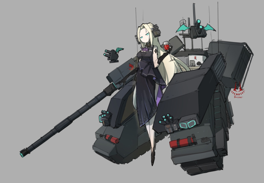 anthro armed female frider gun hi_res living_machine living_tank living_vehicle machine mecha mechsuit ranged_weapon standing tank vehicle vehicle_transformation weapon weapon_on_shoulder