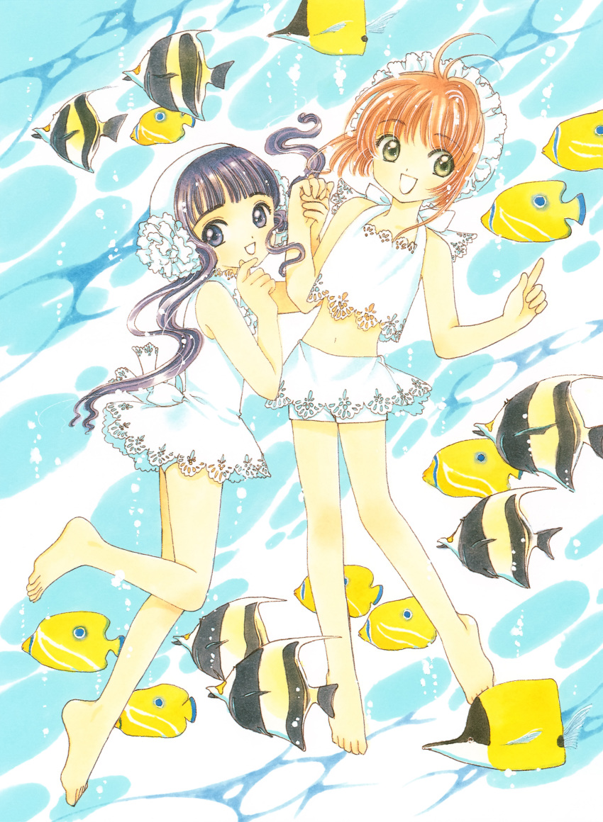 card_captor_sakura clamp daidouji_tomoyo kinomoto_sakura swimsuits