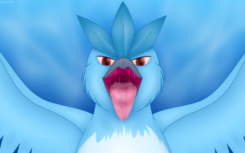 16:10 absurd_res ambiguous_gender articuno avian emu34b hi_res legendary_pok&eacute;mon mouth_shot nintendo pok&eacute;mon pok&eacute;mon_(species) simple_background tongue video_games