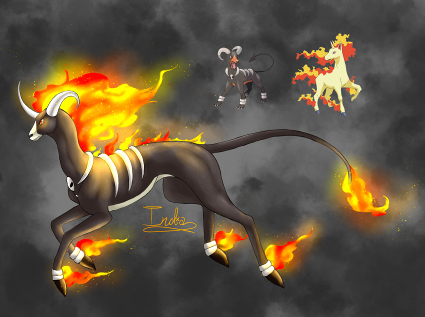 canid canid_demon canine canis demon domestic_dog equid feral fire fusion hellhound horn houndoom mammal nintendo pok&eacute;mon pok&eacute;mon_(species) pok&eacute;mon_fusion rapidash solo the13thblackcat unicorn video_games