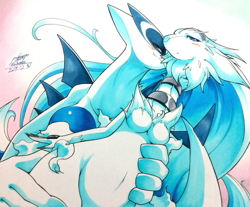 025aki absurd_res accessory anthro belly belly_grab big_breasts black_eyes blue_body blue_eyes blue_skin blush breasts collar curvy_figure duo featureless_breasts female female/female fur hair headband hi_res leg_grab legendary_pok&eacute;mon long_fur looking_at_viewer lugia narrowed_eyes nintendo nude pok&eacute;mon pok&eacute;mon_(species) reshiram seductive simple_background smile smooth_skin thick_tail thigh_grab video_games white_body white_fur white_hair white_skin wide_hips