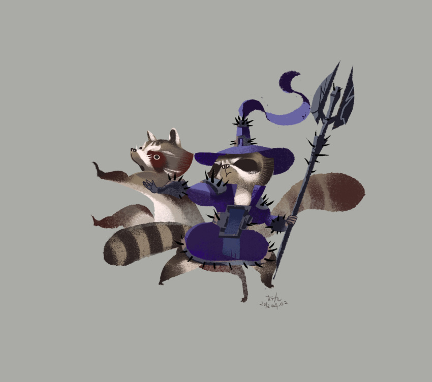 2012 anthro clothing duo hat headgear headwear humanoid_hands mammal procyonid raccoon shina_(pro2000g) simple_background weapon
