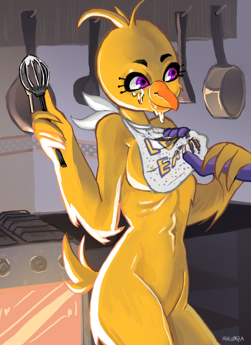 absurd_res anthro avian bib bird bonnie_(fnaf) breast_grab breasts chica_(fnaf) clothing cooking female five_nights_at_freddy's hand_on_breast hi_res kitchen machine makumba male male/female mammal nipples pan video_games