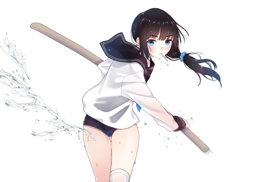 original ponytail school_uniform staff swimsuit