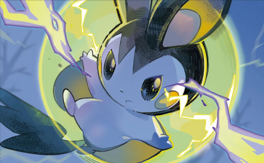 black_eyes closed_mouth creature electricity emolga frown gen_5_pokemon mizutani_megumi official_art pokemon pokemon_(creature) pokemon_trading_card_game solo