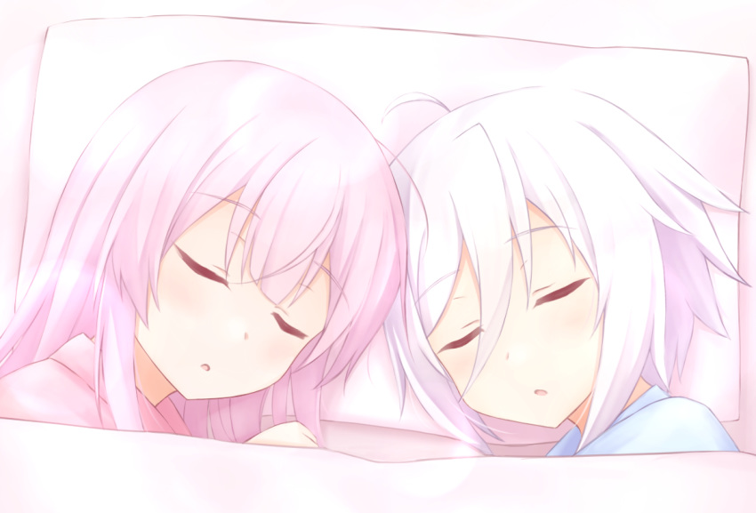 2girls itomi_sayaka polychromatic sleeping tagme_(artist) toji_no_miko tsubakuro_yume