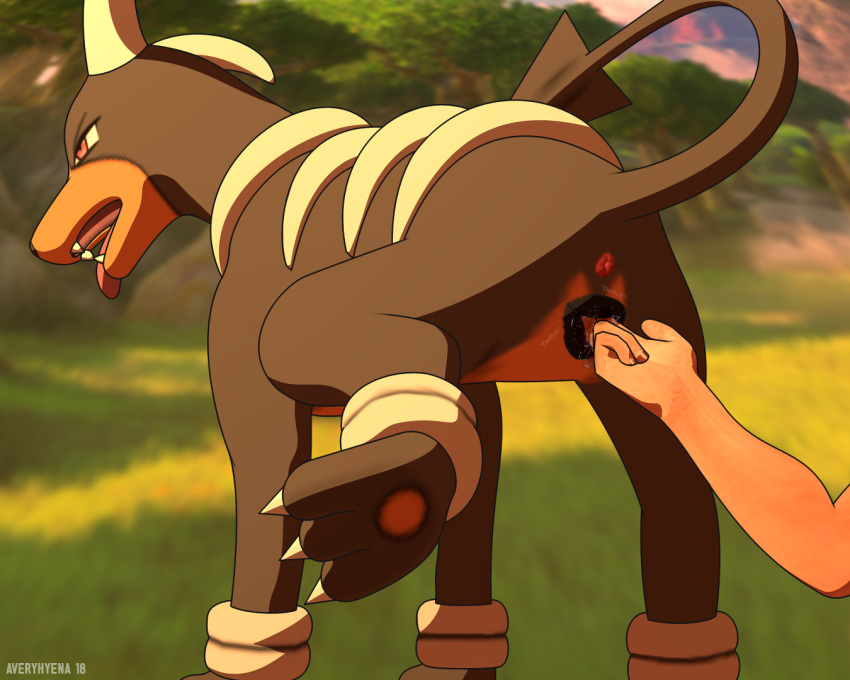 2018 3d_(artwork) animal_genitalia animal_pussy anthro anus averyhyena bestiality butt canine canine_pussy digital_media_(artwork) duo fangs female feral houndoom human human_on_feral interspecies mammal nintendo nude outside paws penetration pok&eacute;mon pok&eacute;mon_(species) pok&eacute;philia presenting presenting_hindquarters pussy pussy_juice rear_view solo_focus source_filmmaker tongue vaginal vaginal_penetration video_games