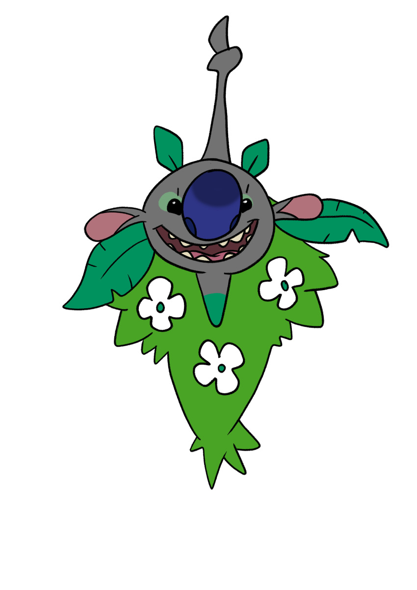 2020 absurd_res alien ambiguous_gender big_nose black_eyes blue_nose digital_media_(artwork) disney elemental_creature experiment_(lilo_and_stitch) flat_colors flora_fauna flower green_body hi_res hybrid lilo_and_stitch millie_(lilo_&amp;_stitch) nintendo open_mouth open_smile plant pok&eacute;mon pok&eacute;mon_(species) simple_background smile solo tombola1993 video_games white_background wormadam