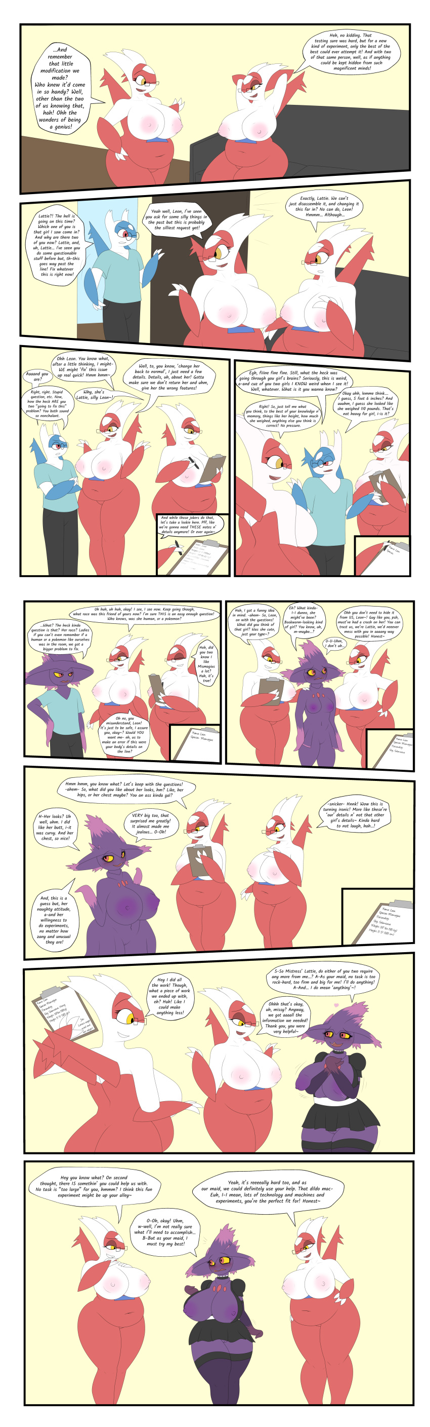 2019 absurd_res anthro anthrofied big_breasts blush bottomwear breast_growth breasts clothing comic curvy_figure dialogue digital_media_(artwork) drpolice english_text female gender_transformation genitals group hi_res identity_death latias latios legendary_pok&eacute;mon legwear maid_uniform male mind_control miniskirt mismagius mtf_transformation nintendo nipples nude pok&eacute;mon pok&eacute;mon_(species) pok&eacute;morph pussy shirt skirt slightly_chubby smile species_transformation standing stockings text thick_thighs topwear transformation uniform video_games voluptuous wide_hips yellow_sclera