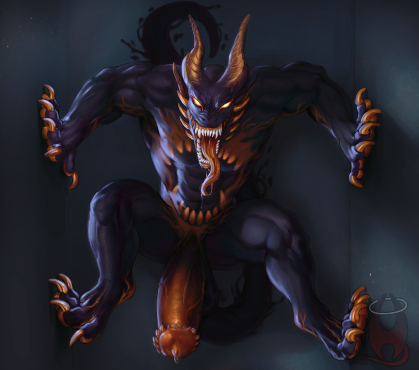 4_toes 5_fingers altagrin anthro balls biceps biped bodily_fluids claws dragon erection fangs fingers genital_fluids genitals glowing glowing_eyes hi_res long_penis long_tail looking_at_viewer male manly muscular muscular_arms muscular_legs muscular_male open_mouth pecs penis precum saliva saliva_drip saliva_string sharp_teeth solo teeth toe_claws toes tongue tongue_out triceps vein veiny_penis