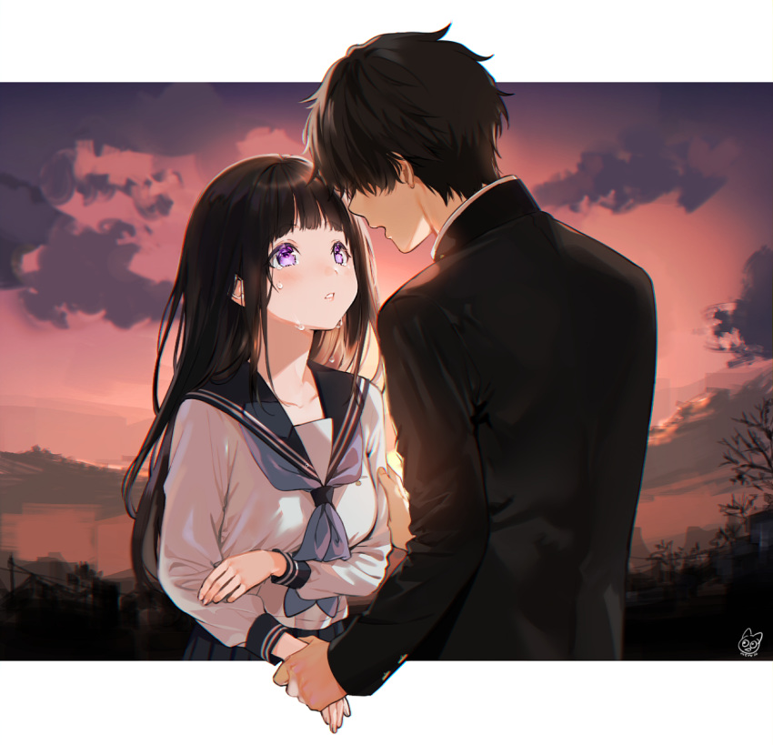 chitanda_eru hyouka mery_(apfl0515) oreki_houtarou seifuku tagme