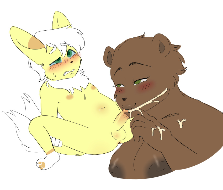 age_difference anthro blush bodily_fluids breasts cum cumshot duo ejaculation female finger_in_foreskin foreskin_play genital_fluids genitals hi_res male male/female mammal meowstic nintendo nipples older_female older_female_younger_male partially_retracted_foreskin penis penis_kissing pok&eacute;mon pok&eacute;mon_(species) shiny_pok&eacute;mon sleepytoy toy_(sleepy_toy) uncut ursid video_games younger_male